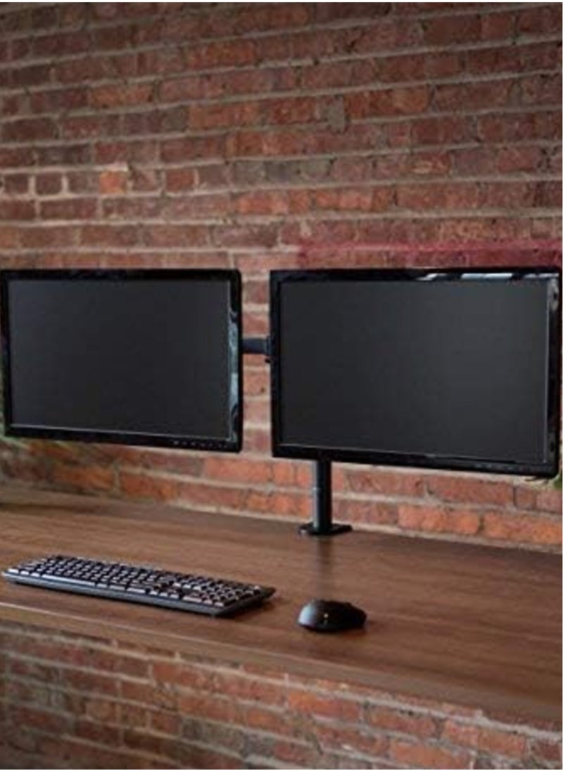 Dual LCD/LED Monitor Desk Mount Stand – Heavy Duty Adjustable Arms with C-Clamp & Bolt-Through Grommet Options, Holds Two 27