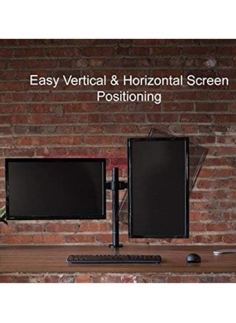 Dual LCD/LED Monitor Desk Mount Stand – Heavy Duty Adjustable Arms with C-Clamp & Bolt-Through Grommet Options, Holds Two 27