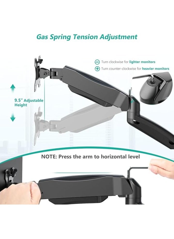 OFFICE Wall Mounted Monitor Stand for 13-32 Inch Monitors| 8Kg Weight Capacity| Monitor Stand for Wall | Adjustable Metal Wall Monitor Mount | Pneumatic Adjustable Monitor Arm