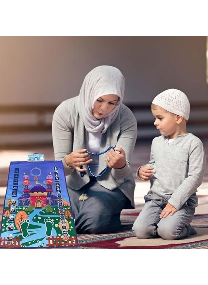 Ramadan Kids Educational Smart Prayer Mat for Kids, Prayer Rug Electronic Islamic Prayer Mat