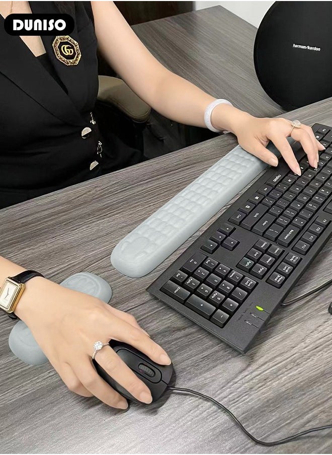 Mouse Pad with Wrist Rest and Keyboard Wrist Rest, Superfine Fiber Soft Memory Foam Wrist Rest for Computer Keyboard with Non-Slip Base for Pain Relief, Ergonomic Mouse pad for Gaming,Office,Home