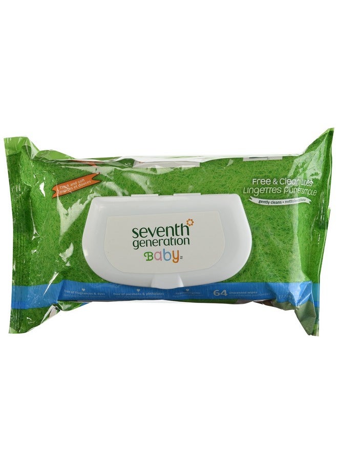 Seventh Generation Free And Clear Wipes Unscented - 64 Wipes