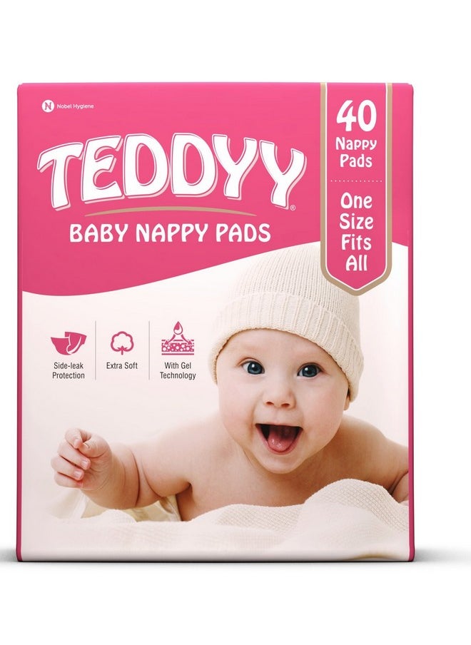 Nappy Pads (40 Count), Side - Leak Protection, Soft Gel