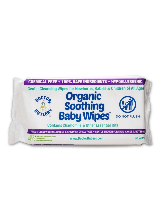 Organic Baby Wipes - Hypoallergenic & Unscented Baby Wipes, Safe For Baby Sensitive Skin Care, Made With Chamomile & Essential Oils (1Pk - 60 Wipes)