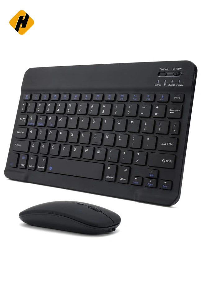 Rechargeable Bluetooth Keyboard and Mouse Combo Ultra-Slim Portable Compact Wireless Mouse Keyboard Set for Android Windows Tablet Cell Phone iPhone iPad Pro Air Mini, iPad OS/iOS 13