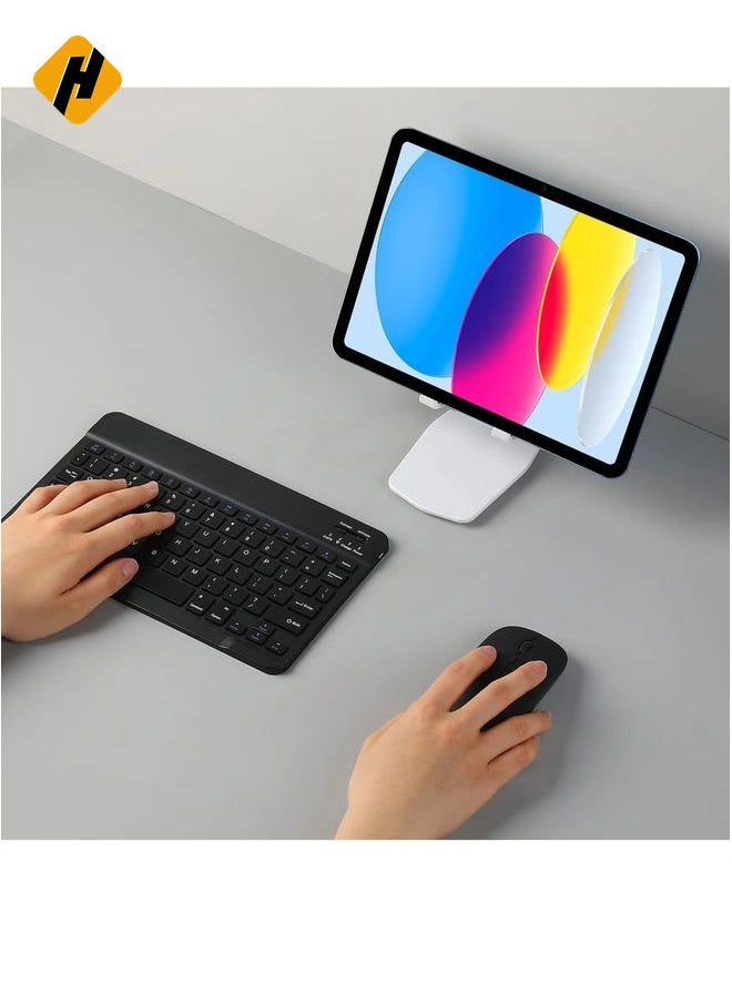 Rechargeable Bluetooth Keyboard and Mouse Combo Ultra-Slim Portable Compact Wireless Mouse Keyboard Set for Android Windows Tablet Cell Phone iPhone iPad Pro Air Mini, iPad OS/iOS 13