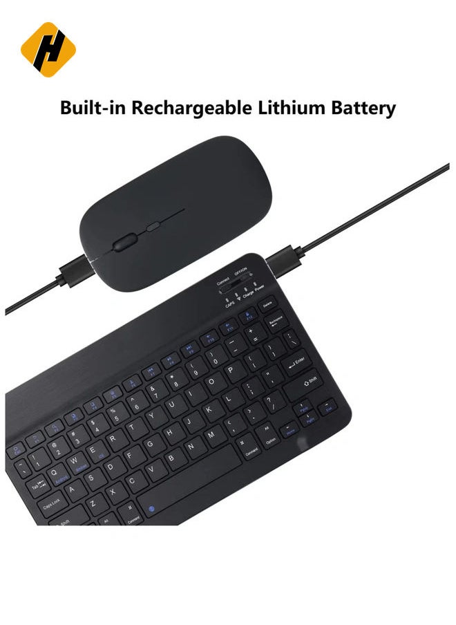 Rechargeable Bluetooth Keyboard and Mouse Combo Ultra-Slim Portable Compact Wireless Mouse Keyboard Set for Android Windows Tablet Cell Phone iPhone iPad Pro Air Mini, iPad OS/iOS 13