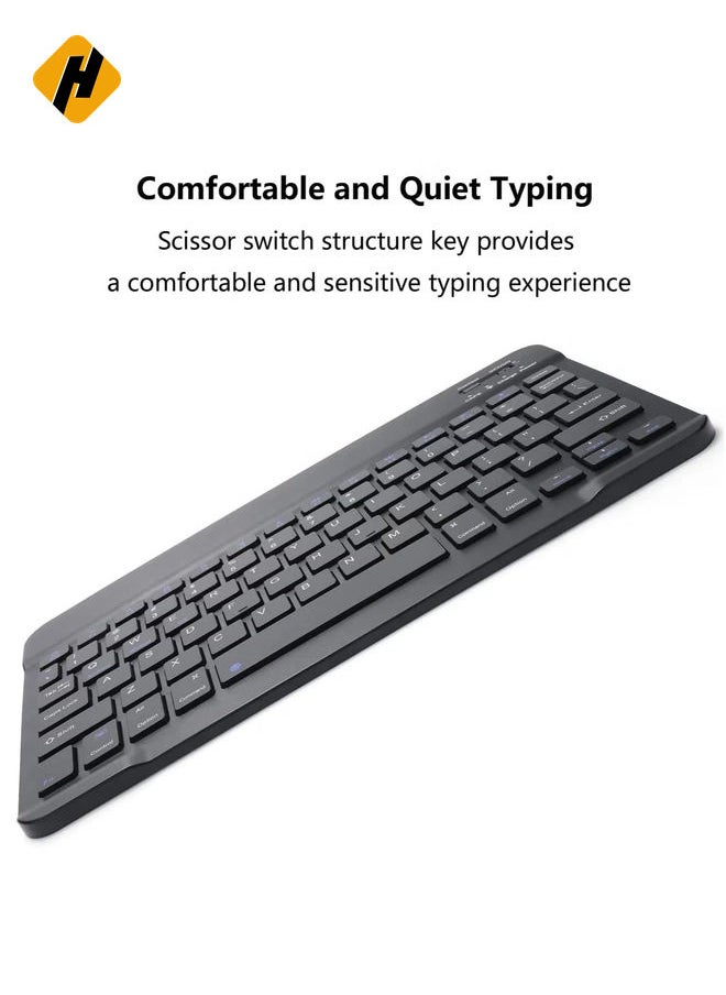 Rechargeable Bluetooth Keyboard and Mouse Combo Ultra-Slim Portable Compact Wireless Mouse Keyboard Set for Android Windows Tablet Cell Phone iPhone iPad Pro Air Mini, iPad OS/iOS 13 and above (Black)