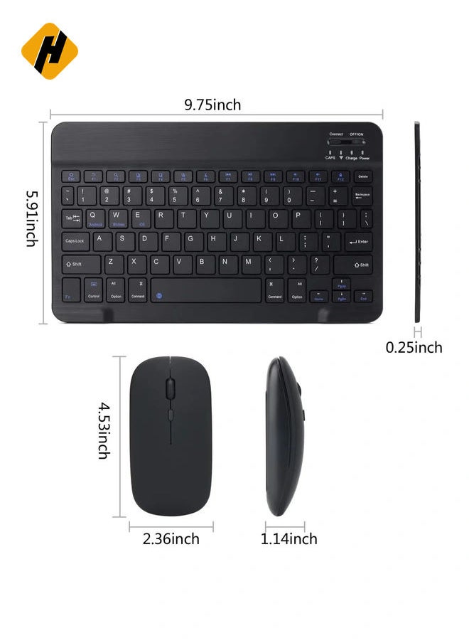 Rechargeable Bluetooth Keyboard and Mouse Combo Ultra-Slim Portable Compact Wireless Mouse Keyboard Set for Android Windows Tablet Cell Phone iPhone iPad Pro Air Mini,