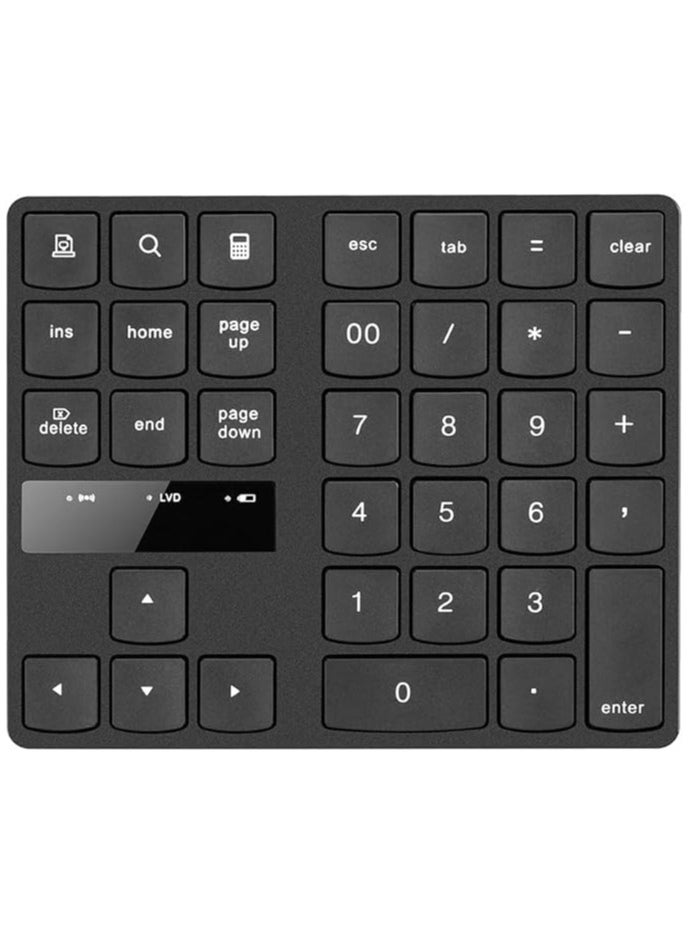 2.4G Wireless Numeric Keyboard Portable 35 Keys Financial Accounting Office Keyboard Built-in Rechargeable Battery Black