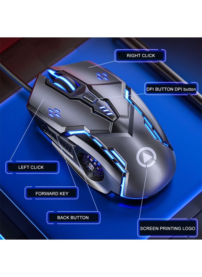 YINDIAO G5 3200DPI 4-modes Adjustable 6-keys RGB Light Wired Gaming Mouse (Grey)