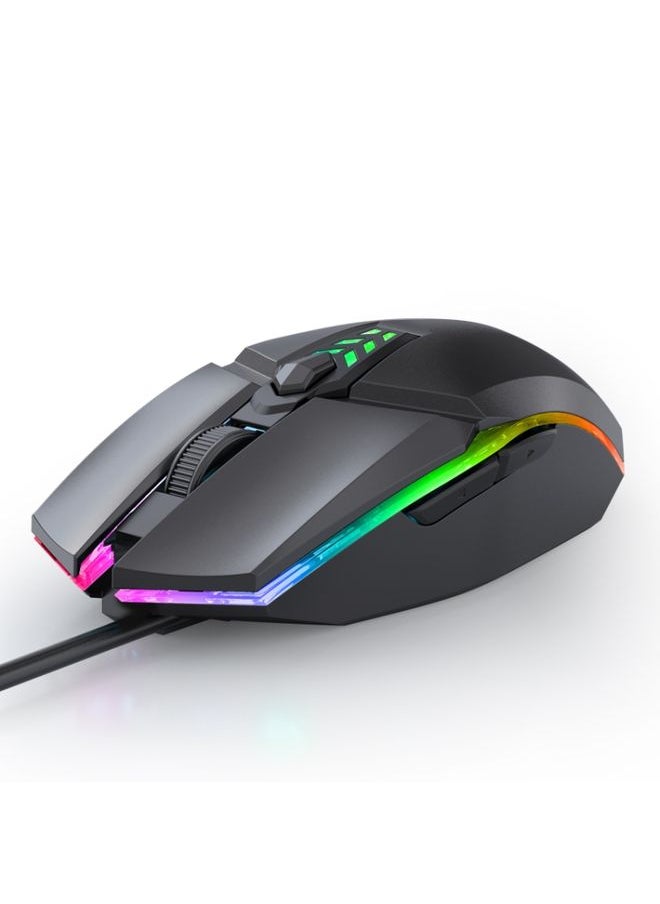 S700 Colorful Light USB Wired Office Gaming Mouse (Black)