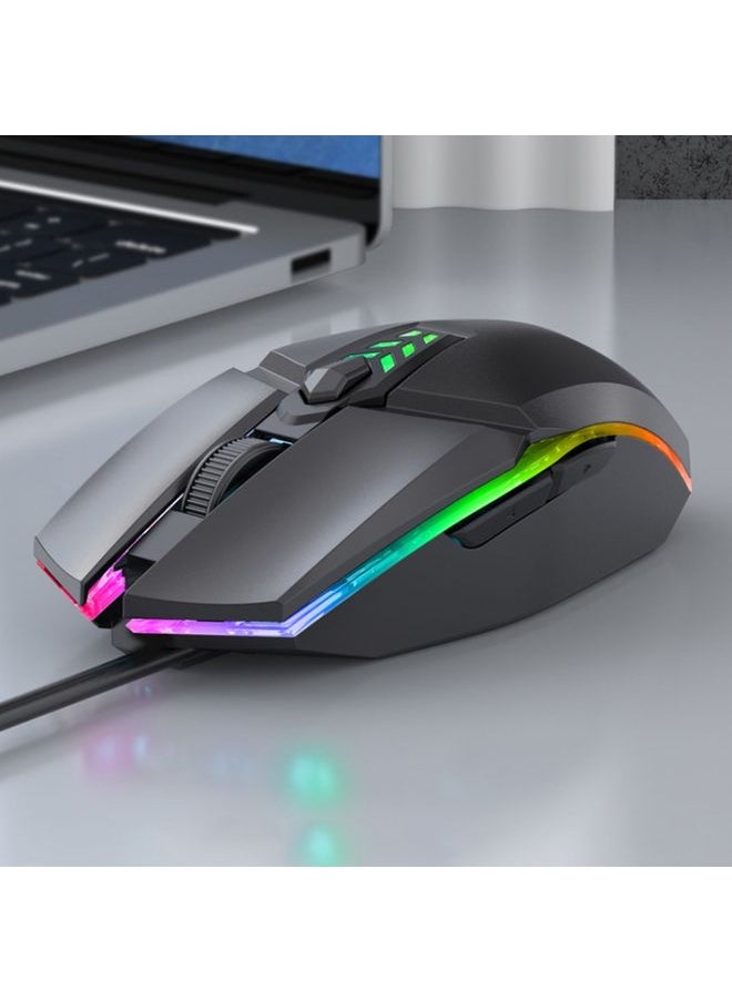 S700 Colorful Light USB Wired Office Gaming Mouse (Black)