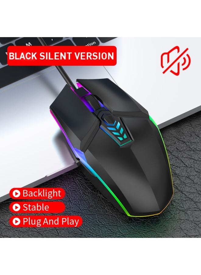 S700 Colorful Light USB Wired Office Gaming Mouse (Black)