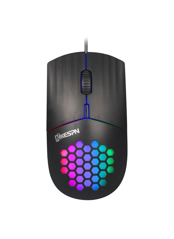 MKESPN SXS-838 USB Interface RGB Hollow Wired Mouse(Black)