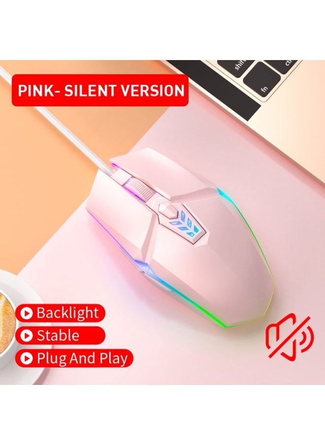 S700 Colorful Light USB Wired Office Gaming Mouse (Pink)