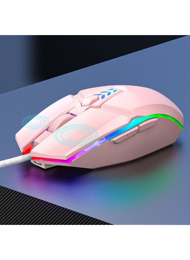 S700 Colorful Light USB Wired Office Gaming Mouse (Pink)