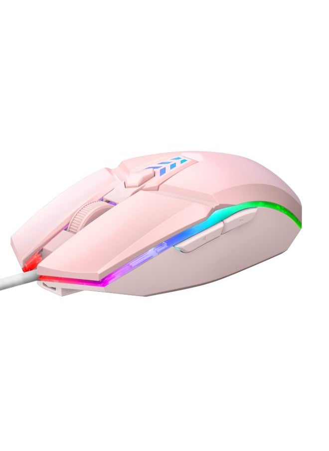 S700 Colorful Light USB Wired Office Gaming Mouse (Pink)