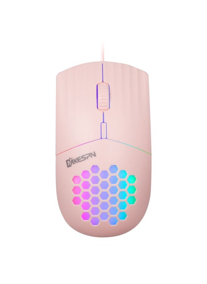 MKESPN SXS-838 USB Interface RGB Hollow Wired Mouse(Pink)