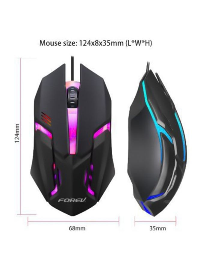 FOREV FV136 1000dpi Wired Gaming RGB Lighted Mouse (Black)