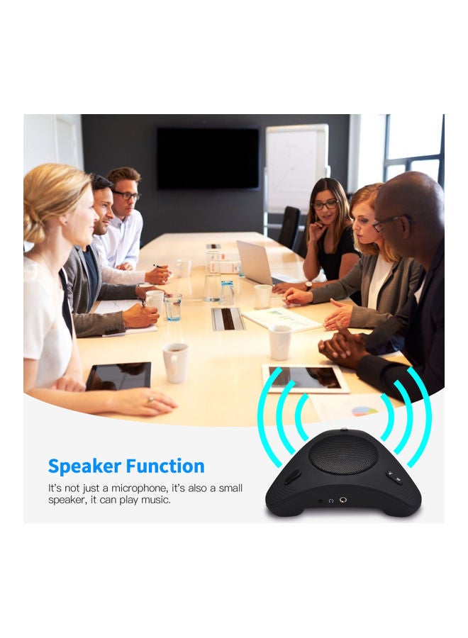 USB Speakerphone Conference Microphone with Speaker 360 Black