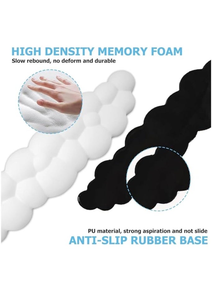 Cloud Wrist Rest Keyboard, PU Leather Memory Foam Wrist Rest for Computer Keyboard, Ergonomic Keyboard Wrist Rest Pad and Cute Mouse Wrist Rest for Gaming, Office, Computer, Typing Pain Relief (White)