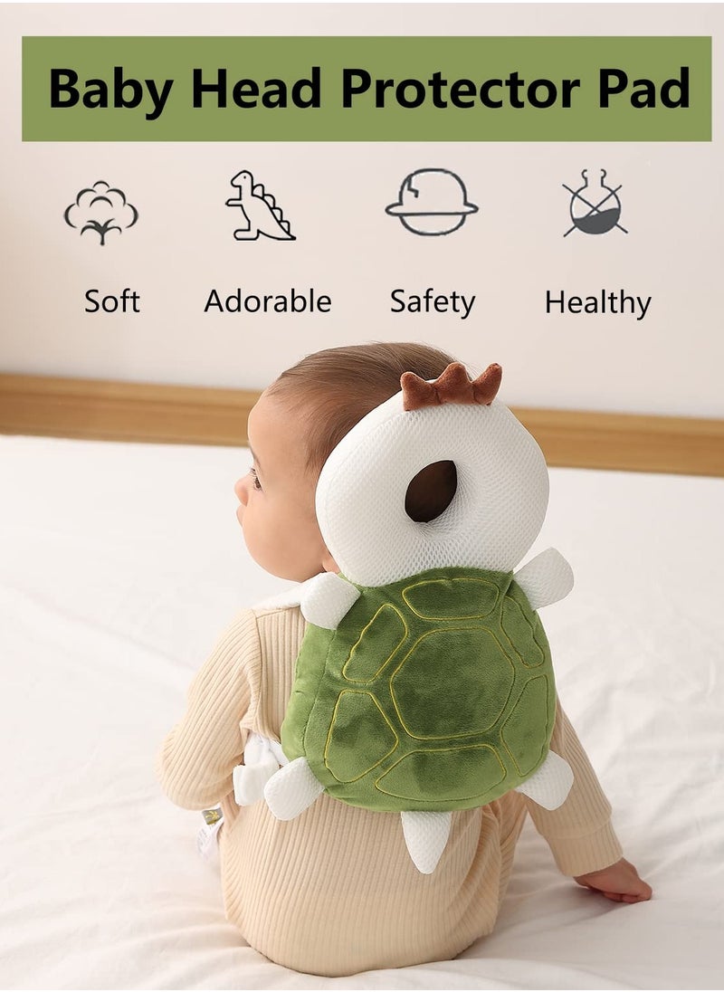 Baby Head Protection Backpack, Anti-Fall Crawling Toddler Essential, Baby Anti-Fall Pillow, Toddler Protective Gear Toy Helmet, Baby Lover Gift Suitable For 0.5-3 Years Old 6-12 Months (Turtle)