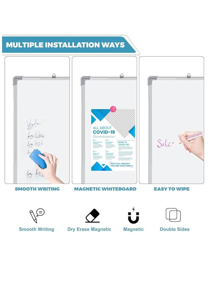 COOLBABY Double-Sided Magnetic Whiteboard Dry Erase Whiteboard with Aluminum Frame Wall-Mounted Whiteboard Writing Board