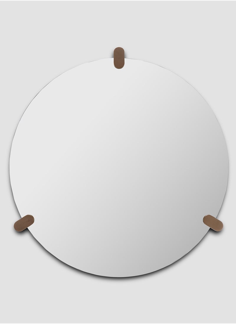 Menhir Round Mirror, Metal Plated Brushed Bronze