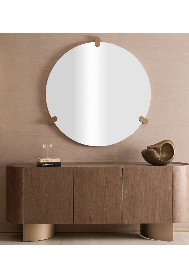 Menhir Round Mirror, Metal Plated Brushed Bronze