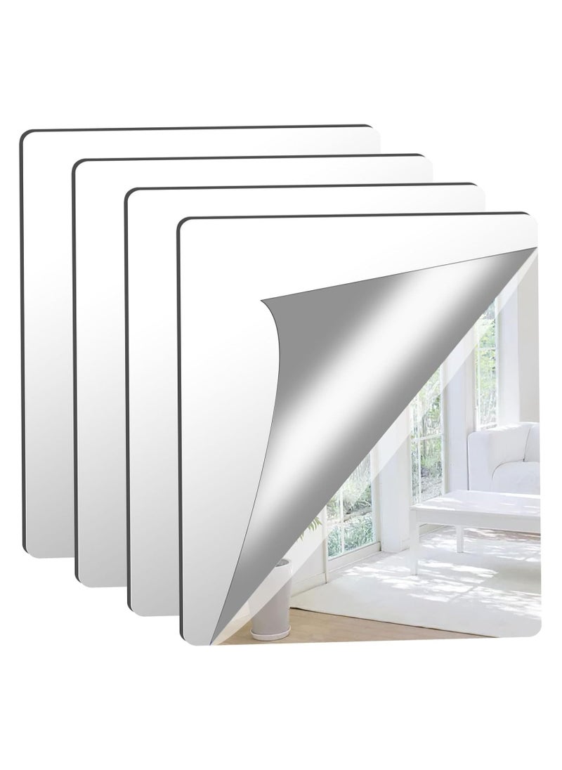 4 Pack Self Adhesive Mirror 50x60cm Adhesive Mirror Tiles 2MM Thick Acrylic Stick On Wall Mirrors Sheets Removable Mirror Stickers for Home Decoration