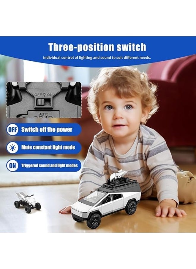 1:24 Off-Road Pickup Truck Alloy Car Model  Comes with Mini Motorbike, Sound & Light Features Perfect Collectible Toy for Kids & Adults, Great Gift or Decoration