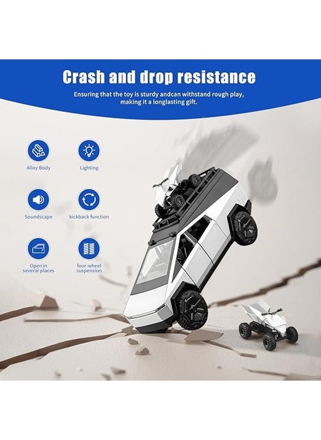 1:24 Off-Road Pickup Truck Alloy Car Model  Comes with Mini Motorbike, Sound & Light Features Perfect Collectible Toy for Kids & Adults, Great Gift or Decoration