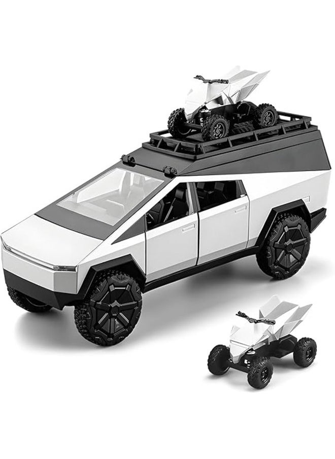 1:24 Off-Road Pickup Truck Alloy Car Model  Comes with Mini Motorbike, Sound & Light Features Perfect Collectible Toy for Kids & Adults, Great Gift or Decoration