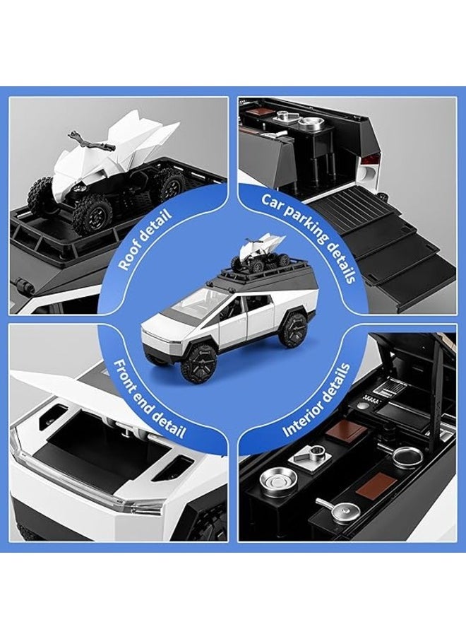 1:24 Off-Road Pickup Truck Alloy Car Model  Comes with Mini Motorbike, Sound & Light Features Perfect Collectible Toy for Kids & Adults, Great Gift or Decoration