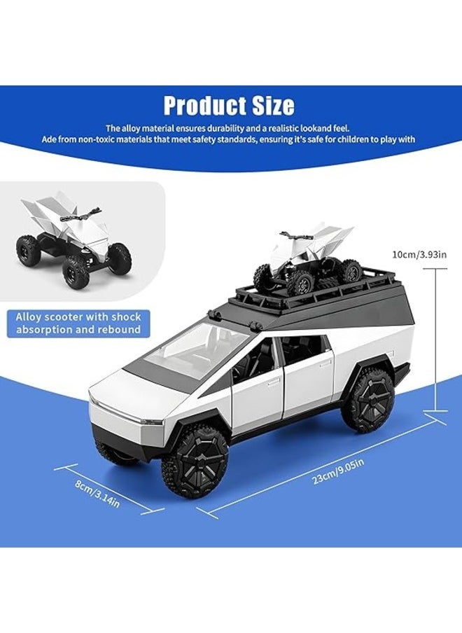 1:24 Off-Road Pickup Truck Alloy Car Model  Comes with Mini Motorbike, Sound & Light Features Perfect Collectible Toy for Kids & Adults, Great Gift or Decoration