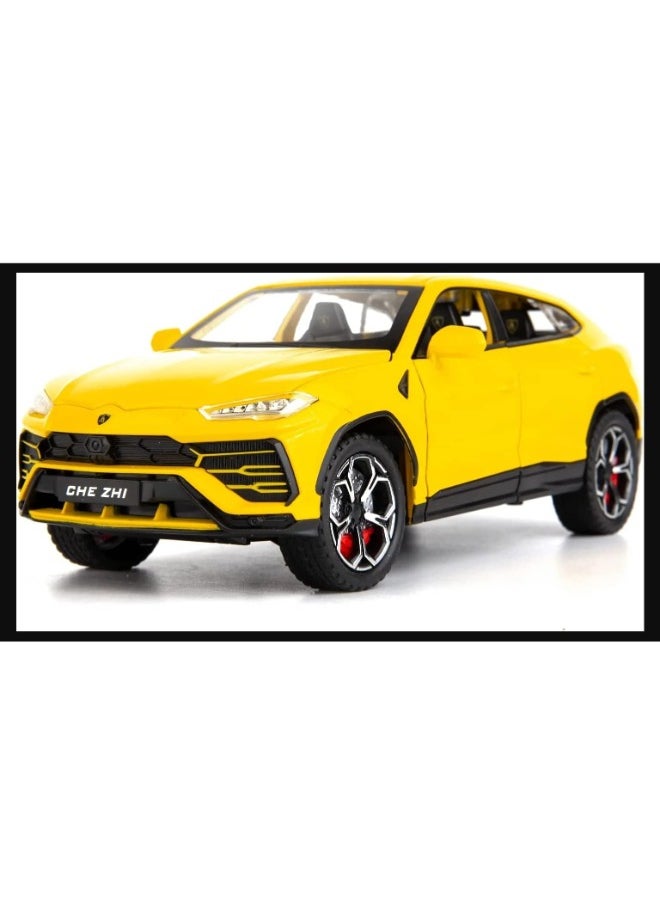 1:24 Lamborghini Urus Car Model, Diecast Pull Back Car Toy car, Doors Open, Light and Sound, Boys Toys Kids Adults Gifts (YELLOW)