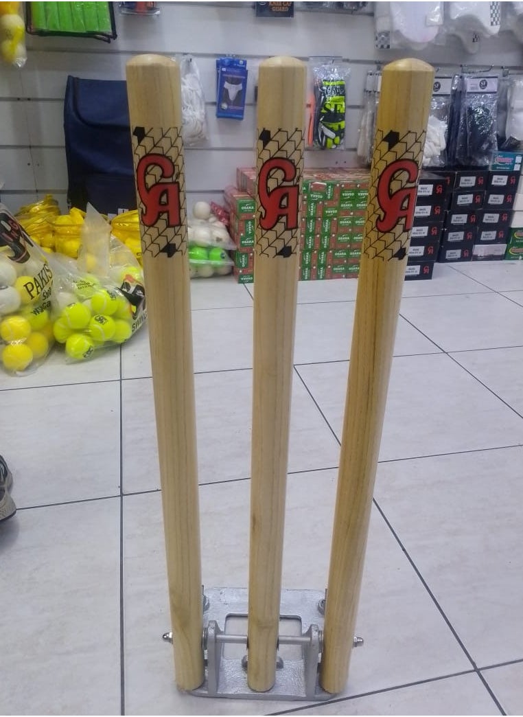 CA Cricket Wooden Stumps with Spring Stand Best For Cricket Play