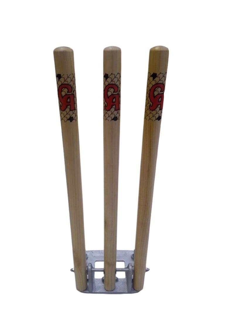 CA Cricket Wooden Stumps with Spring Stand Best For Cricket Play