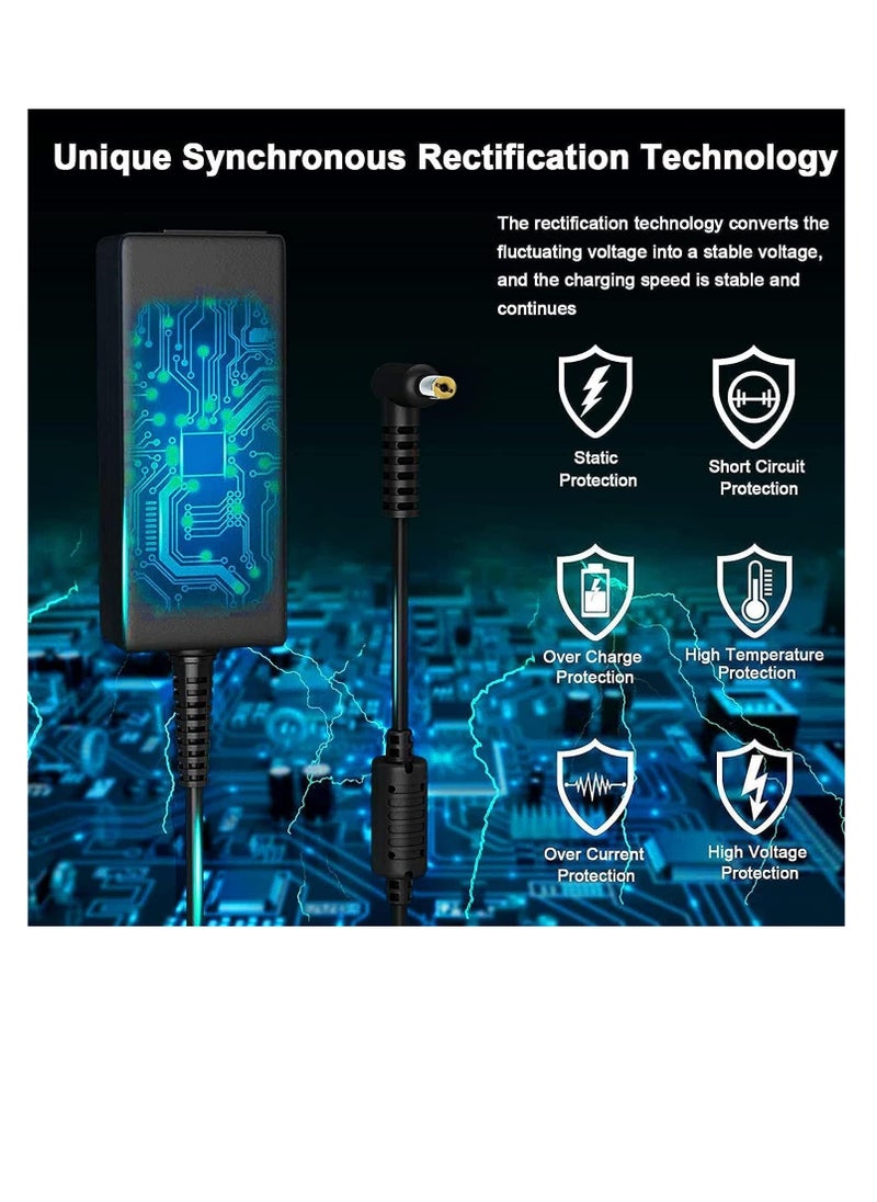 Acer Laptop Charger 65W/19V/3.42A AC Power Adapter Power Supply Replacement With Power Cord Compatible With Acer Aspire Acer ES1-511 E1 E3 E3-111 E5 and More - (5.5x1.7mm)