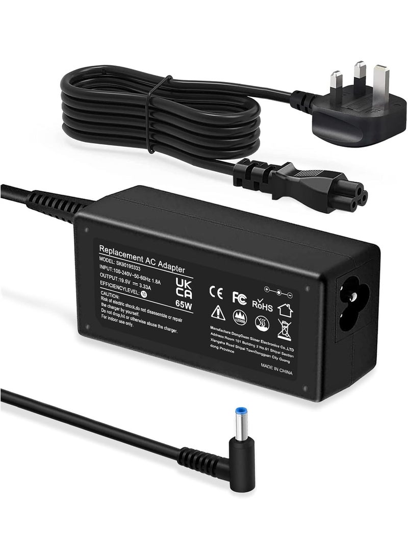 65W HP Laptop Adapter Charger, (19.5V/3.33A) Power Supply For HP Pavilion x360 11/13/15, HP ProBook 450/430 440/446/455/470 & G8/G7/G6/G5/G4 & HP EliteBook 840-G5 (4.5mm X 3mm)