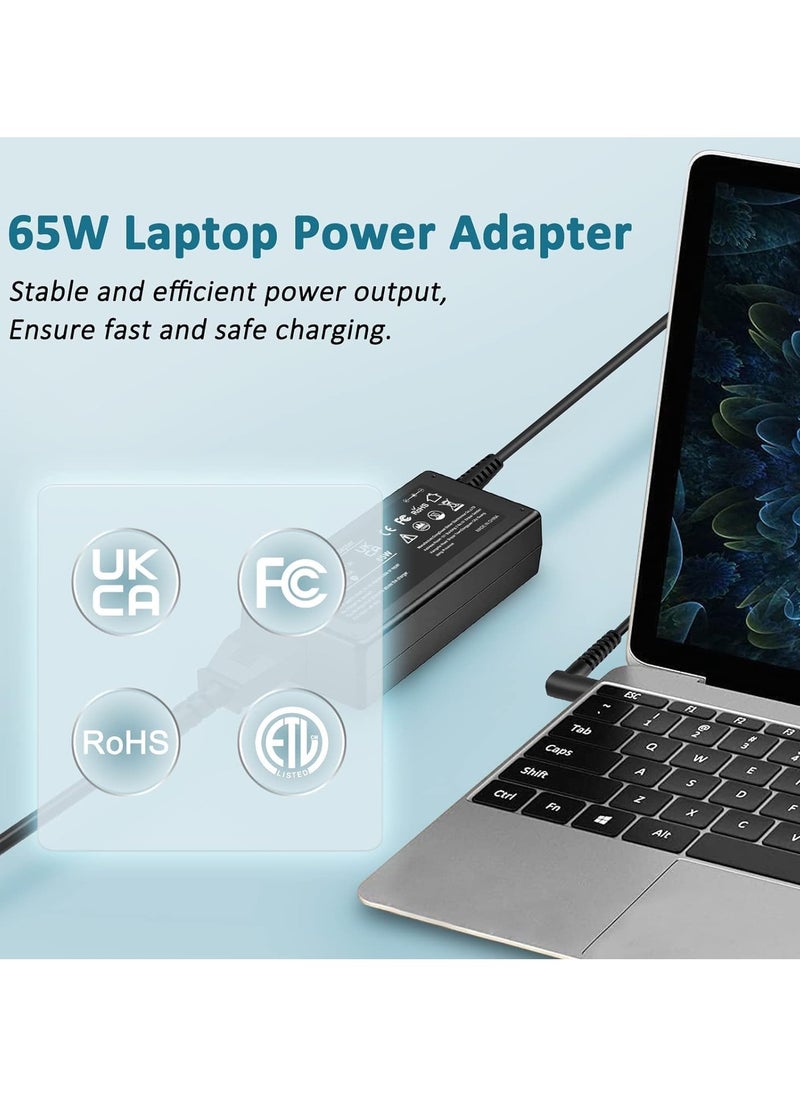 65W HP Laptop Adapter Charger, (19.5V/3.33A) Power Supply For HP Pavilion x360 11/13/15, HP ProBook 450/430 440/446/455/470 & G8/G7/G6/G5/G4 & HP EliteBook 840-G5 (4.5mm X 3mm)