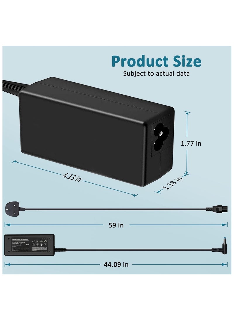 65W HP Laptop Adapter Charger, (19.5V/3.33A) Power Supply For HP Pavilion x360 11/13/15, HP ProBook 450/430 440/446/455/470 & G8/G7/G6/G5/G4 & HP EliteBook 840-G5 (4.5mm X 3mm)