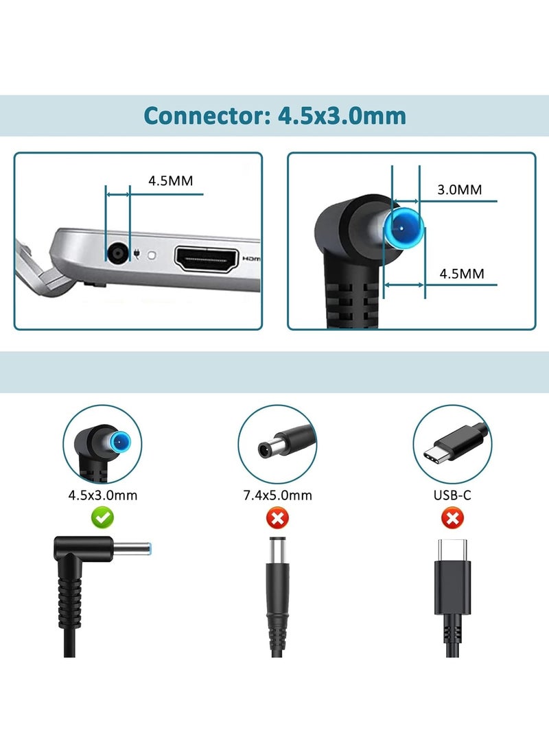 65W HP Laptop Adapter Charger, (19.5V/3.33A) Power Supply For HP Pavilion x360 11/13/15, HP ProBook 450/430 440/446/455/470 & G8/G7/G6/G5/G4 & HP EliteBook 840-G5 (4.5mm X 3mm)