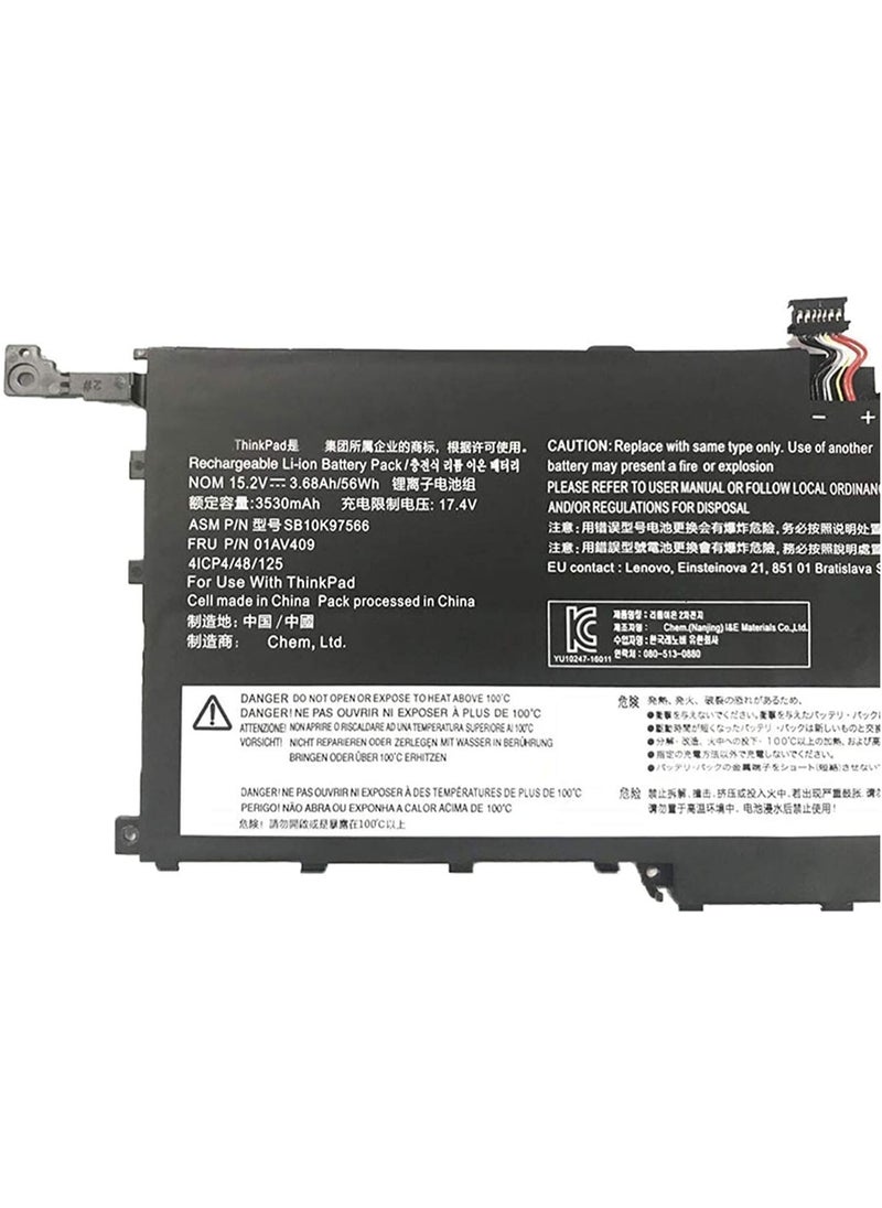 Battery for 01AV409 01AV410 SB10K97566 SB10K97567 with Lenov.o ThinkPad X1 Yoga Gen 1 Carbon Gen 6 Series 15.2V 56Wh/3680mAh