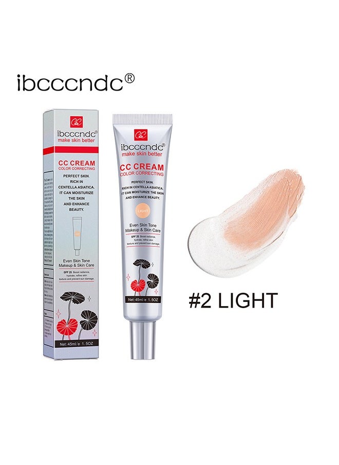 CC Cream Color Correcting,Perfect Skin Rich in Centella Asiatica, Multi-Purpose Skin Tone Adjusting CC Cream Concealer Full Coverage, SPF 25 Sunscreen Moisturizing Pre-Makeup Primer Brightening For Mature Skin #Light