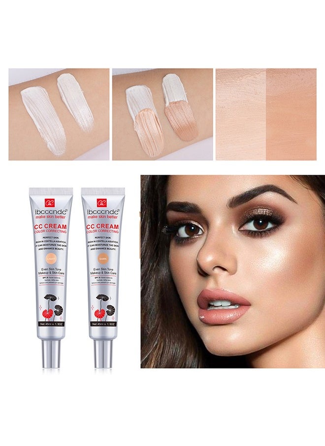 CC Cream Color Correcting,Perfect Skin Rich in Centella Asiatica, Multi-Purpose Skin Tone Adjusting CC Cream Concealer Full Coverage, SPF 25 Sunscreen Moisturizing Pre-Makeup Primer Brightening For Mature Skin #Light