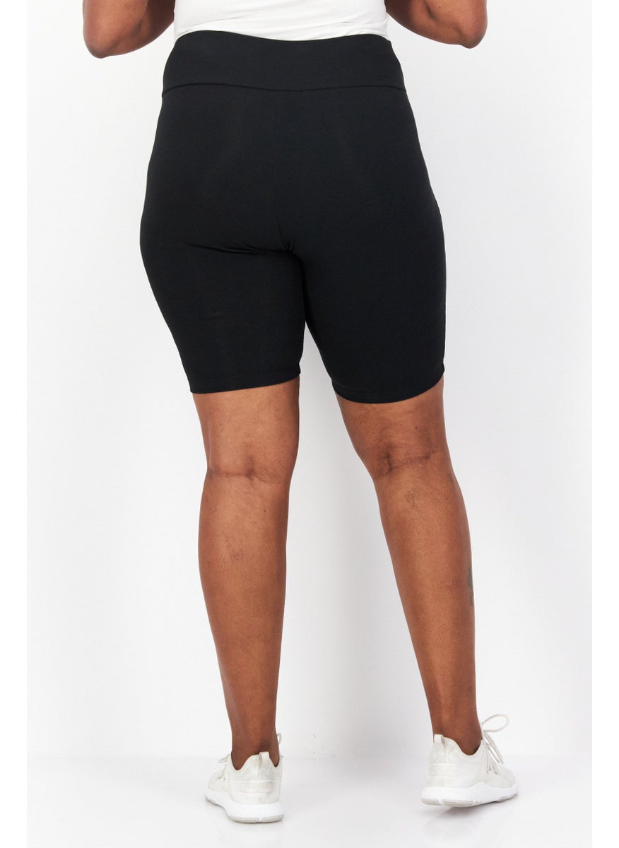 Women Plus Size Training Shorts, Black