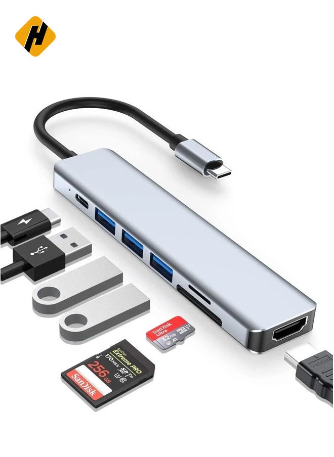 7 in 1 USB C Multiport Adapter for Macbook Pro/Air & Type C Enable Devices