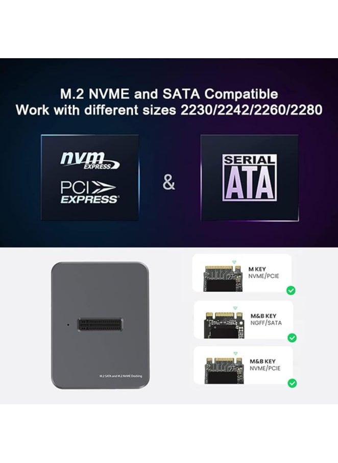 M.2 to USB Docking Station, USB 3.1 Gen 2 10Gbps, High Speed M.2 to USB C Data Transfer External Hard Drive Enclosure, Base Case RTL9210B Chips for 2230/2242/2260/2280 SSD